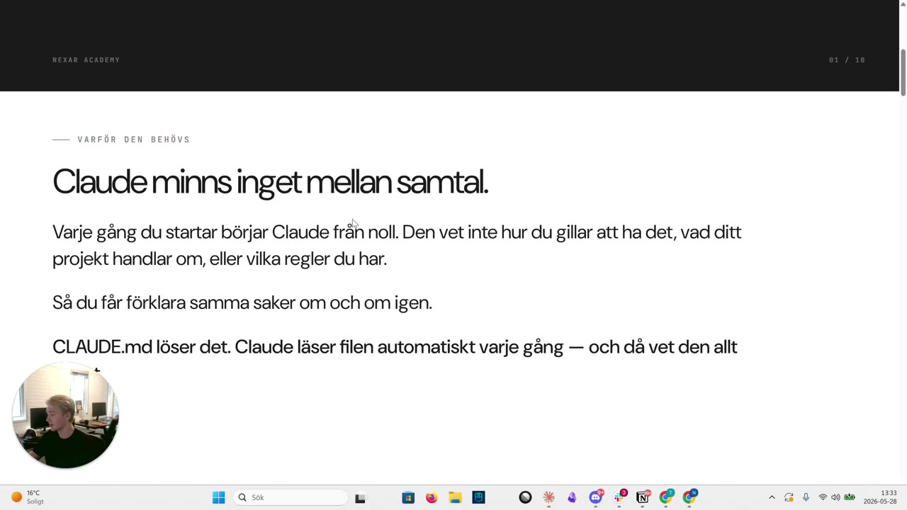 Claude utan CLAUDE.md: ny session, inget minne om tidigare instruktioner